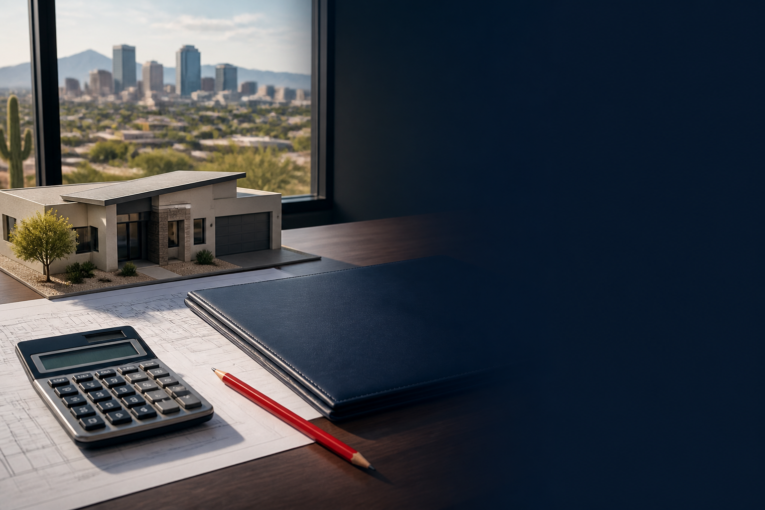 Property planning workspace overlooking Phoenix